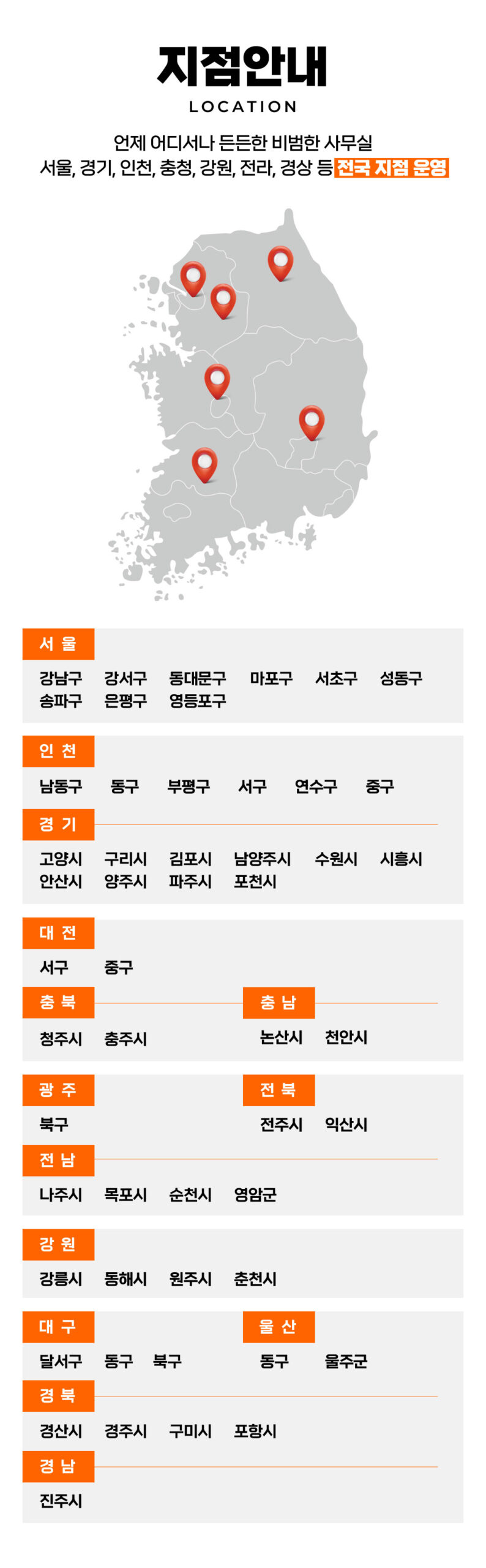비범한사무실 전국 지점 안내
