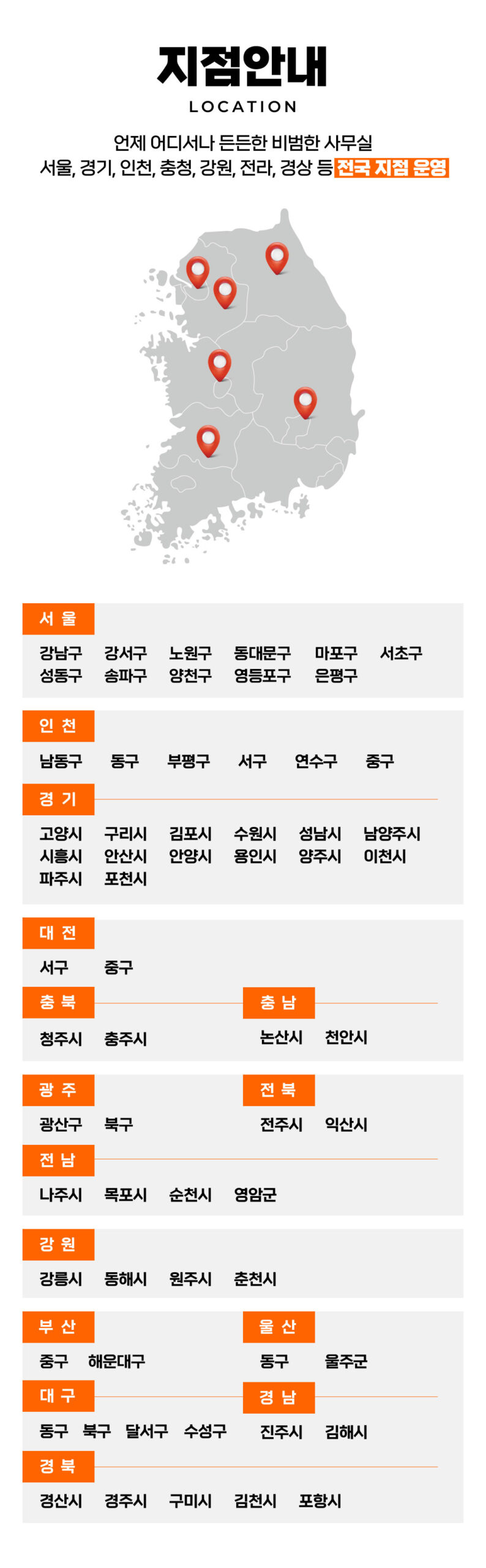 비범한사무실 전국 지점 안내