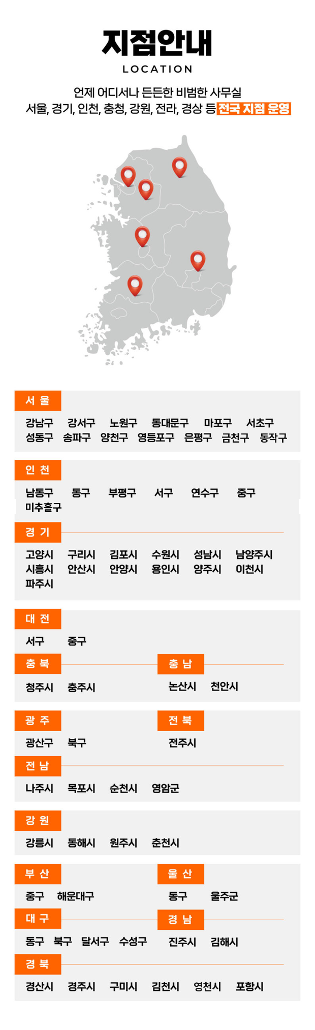 비범한사무실 전국 지점 안내